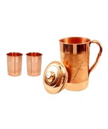 Copper Water Pitcher Jug Water Drinking Tumbler Glass Ayurveda Health Be... - £20.23 GBP+