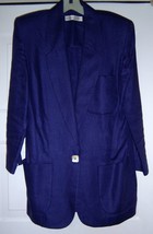 Valerie Stevens Blazer Jacket Coat Retro Modern Look Blue Women&#39;s Size 6 Vtg 90s - £26.85 GBP