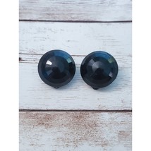 Vintage Clip On Earrings - Faceted Circular Black Stamped Germany - £10.24 GBP