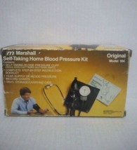 Vintage Marshall #104 Self-Taking Home Blood Pressure Kit Stethoscope Cuff Bag  - £19.00 GBP