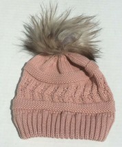 Gilrs Winter Warm Chunky Stretchy Knit Beanie Hat with faux fur Pom Pom ... - £6.03 GBP