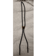 Vintage Gold Tone Bolo Tie With Initial L Dark Gray Cord  And Brass Tone... - $20.08 CAD