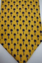 NEW Brooks Brothers Yellow With Blue Hand Mirrors Long Silk Tie Made in USA - $44.99