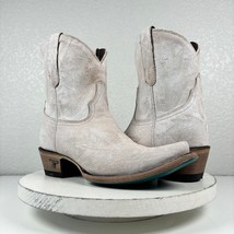 NEW Lane LEXINGTON White Cowboy Boots Sz 7.5 Leather Short Ankle Bootie Snip Toe - £164.25 GBP