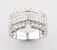 Princess Cut Diamond Invisibly Set 18k White Gold Band Ring Size 6.75 - £1,970.02 GBP