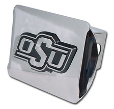 Osu Oklahoma State Chrome Emblem On Chrome Usa Made Trailer Hitch Cover - £60.74 GBP