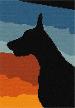 Pepita Needlepoint Canvas: Sunset Doberman Silhouette, 7&quot; x 10&quot; - £39.91 GBP+