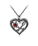 Heart Necklace in Black With Barbed Wire Adorned Gothic Style Engagement... - $254.01 CAD