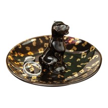 ManualWW Leopard Black Panther Cat Ceramic Jewelry Ring Holder Dish 4.3 X 2.7 - £15.81 GBP