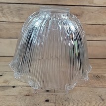 Vintage Holophane Reeded Clear Pressed Glass Pendant Lamp Light Shade - $930.82 MXN
