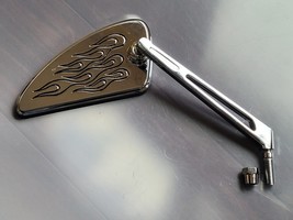 Motorcycle Mirror Right Hand Side Flame decor Polished Chrome CMIO-1014 ... - $10.99