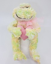 14&quot; Wishpets Frou-Frou Frog Green Yellow Pink Heart Plush Stuffed Toy B308 - £18.06 GBP