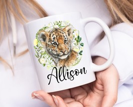 Cute Baby Tiger Coffee Mug, Personalized Animal Mug, Africa Lover Gifts, Tiger G - £13.30 GBP