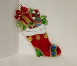 Vintage Giftco Inc Plastic Stocking Sun Catcher with Presents  &amp; Candy Cane - £7.78 GBP
