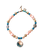 Vintage Hand-made Bubblegum Pendant Necklace Blue, Pink, And Pearl 26 In... - $20.52 CAD