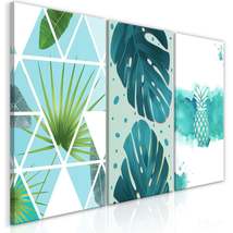 Tiptophomedecor Stretched Canvas Nordic Art - Turquoise Tones - Stretche... - $99.99+