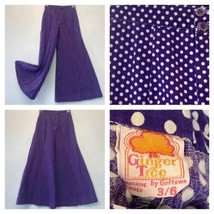 Ginger Tree Bell Bottom Pants Vintage 1970s Girls Purple Polka Dot 24x27 3/6 KC - £35.62 GBP