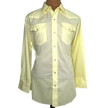 VTG Mesquite Western Shirt 16.5-32 Men Pearl Snap Long Sleeve Yellow USA Made - $21.77