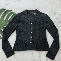 Cement Cropped Cardigan Sweater Size L Gray Cable Knit Silk Angora Blend... - $40.63 CAD