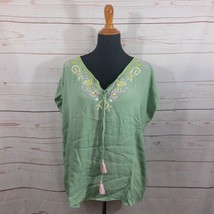 Anthropologie Floreat Light Green Persephone Embroidered Sleep Top Size ... - $35.64