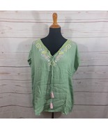 Anthropologie Floreat Light Green Persephone Embroidered Sleep Top Size ... - €30,58 EUR