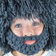 Mad Scientist Kids Beard Beanies Hat | Kids Knit Halloween Costume Cosplay - £30.71 GBP