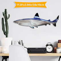 Shark Metal Wall Mounted Art Decor Ocean Fish Hanging Sculpture Home Ornaments - £15.74 GBP