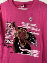 Vintage Africa T Shirt Graphic Tee Pink Crew Logo Tee Made in Kenya Large - £15.70 GBP