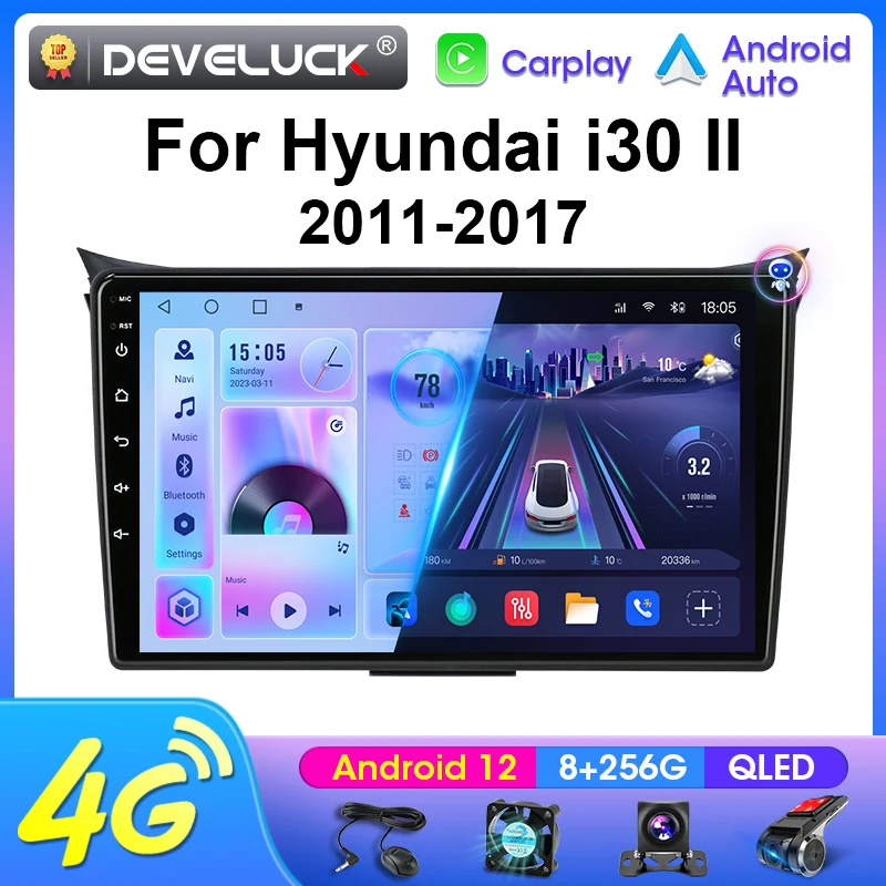 Android 12 Car Radio For Hyundai i30 II 2 GD 2011 - 2017 2 Din Stereo Multimedia - £74.40 GBP+