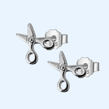 Rhodium 925 Sterling Silver Tiny Fashion Scissor Stud Earrings - FAST SHIPPING! - £12.57 GBP