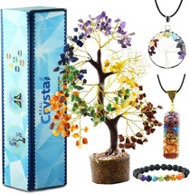 Seven Chakra Healing Crystal Tree Kit - Armband, 2 Halsketten &amp; Bonsai... - $39.41