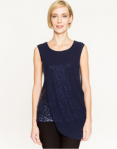 Le Chateau Sequin &amp; Knit Layered Top Navy XXL - £46.61 GBP