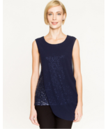 Le Chateau Sequin &amp; Knit Layered Top Navy XXL - $1,130.76 MXN