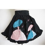 VTG 50s Black Taffeta Hostess Half Apron Souther Belles Applique Flowers... - $49.99