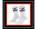 TWO Pair Adult Nike Sportswear Everyday Essential Logo Crew WHITE Socks ... - $31.31