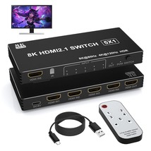 8K Hdmi Switch 5 In 1 Out, Hdmi 2.1 Switch 5 Port With Ir Remote, Hdmi Switcher  - £56.18 GBP