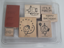 Stampin’ Up It&#39;s A Party Happy Birthday Card Making 2004 Rubber Stamps Set - £7.98 GBP