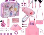 Girls Beauty Salon Set, 23 Pcs Kids Beauty Salon Toy Kit Pretend Hair St... - £34.35 GBP