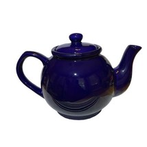 Ceramic Cobalt Blue Coffee Teapot Large 6.5” Tall Navy Dark Colored Glossy - $25.67