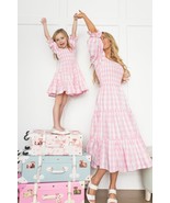 Pink gingham mommy and me dress matching mom girl dress vichy check simp... - £31.35 GBP