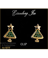 Eisenberg Ice Green Rhinestone Christmas Tree Earrings (#J1278) - £22.01 GBP