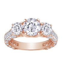 2.20 Ct Moissanite Forever Brilliant Bridal Engagement Ring 14k Rose Gold - £441.87 GBP
