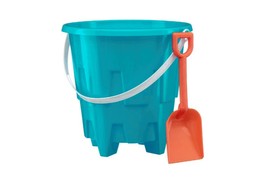 Blue 8&quot; Medium Sand Castle Mold Bucket with Orange Shovel Set - £3.85 GBP