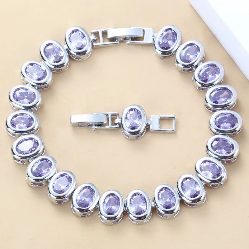 Attractive Purple Zircon  Silver Color  Bracelet Health Fashion  Jewelry For Wom - £19.01 GBP