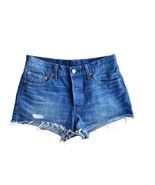 Levi Strauss 501 Sz 28 Women Distressed Jean Shorts Cutoff EXCELLENT CON... - €14,43 EUR