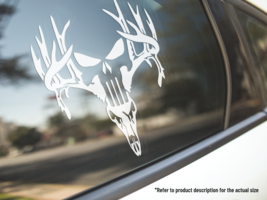 Deer Antlers Punisher Skull Vinyl Car Truck Decal Window Sticker Vehicle Décor - £4.59 GBP