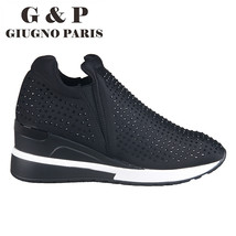 Leather Insole Women Sneakers Blingbling Breathable Mesh Shoes Design Casual Chu - £46.18 GBP