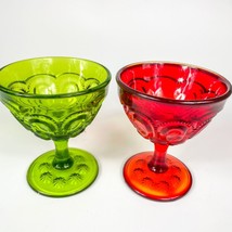 LE Smith Moon and Stars Champagne Coupe Tall Sherbet Amberina and Green set of 2 - $29.69
