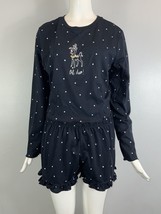 NWT Topshop Oh Deer Polka Dot Short Pajamas Set Navy Size 12 - £15.65 GBP