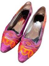 Vintage Margaret Jarrold Pump Heels 9.5 M art deco Low Color Block Studded - $39.99